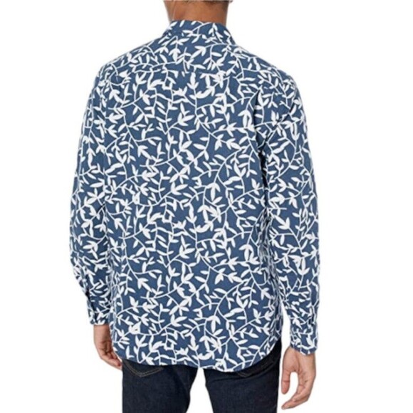 Amazon Essentials Men's Sz XL Blue long sleeved linen cotton shirt regular fit - Picture 5 of 14